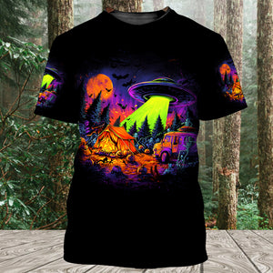 Alien Camp-O-Ween Invasion – UFO Halloween Camping All Over Print Shirt
