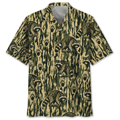 Raccoon Stripe Camouflage Hawaiian Shirt
