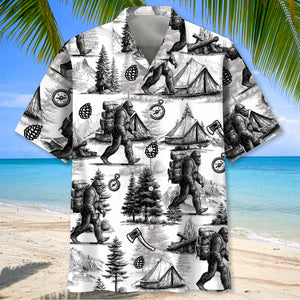 Vintage Bigfoot Go Camping Hawaiian Shirt