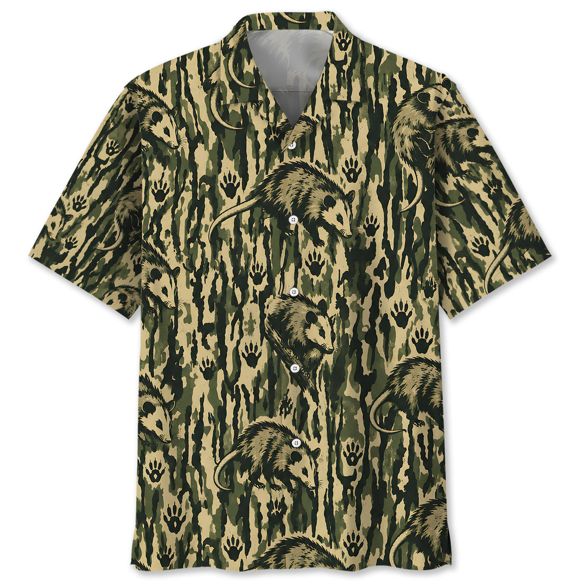 Opossum Stripe Camouflage Hawaiian Shirt