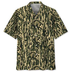 Opossum Stripe Camouflage Hawaiian Shirt