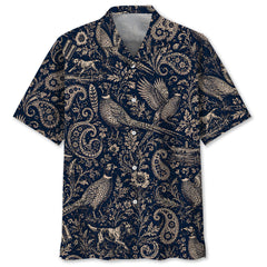 Midnight Wild Pheasant Hunting Paisley Hawaiian Shirt