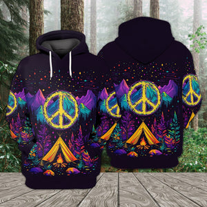 Camping Peace Sign All Over Print Shirt