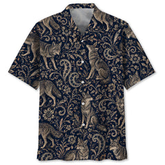 Midnight Coyote Paisley Hawaiian Shirt