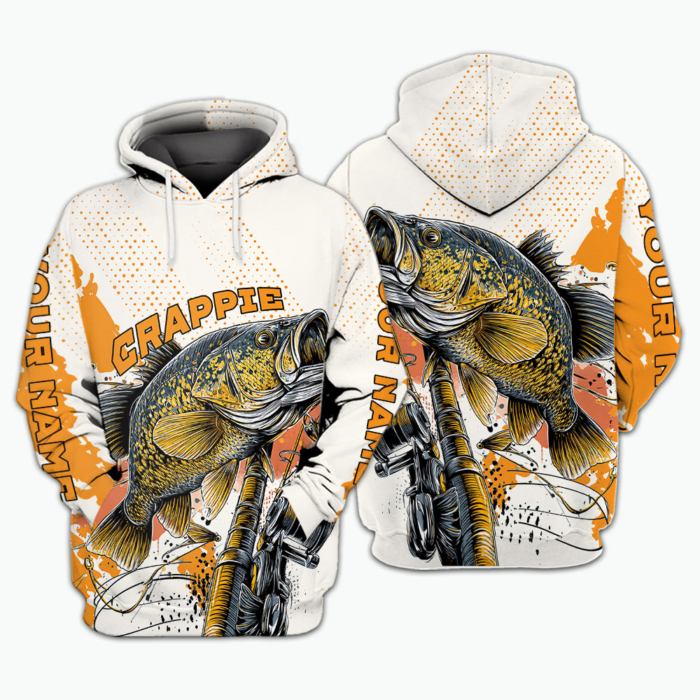 Custom Name Crappie Fish Orange All Over Print Shirt