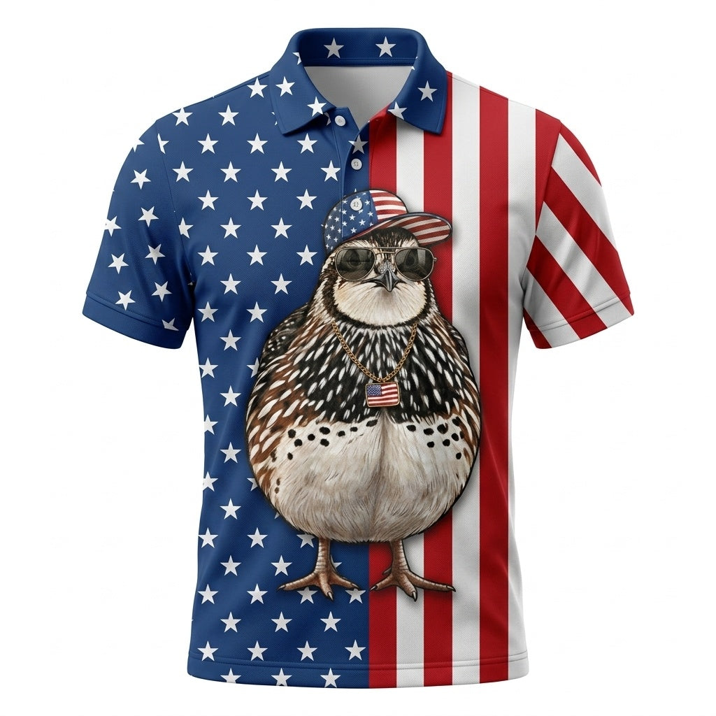 America Quail Hunting Funny Men Polo Shirt