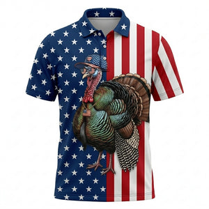 America Wild Turkey Hunting Funny Men Polo Shirt