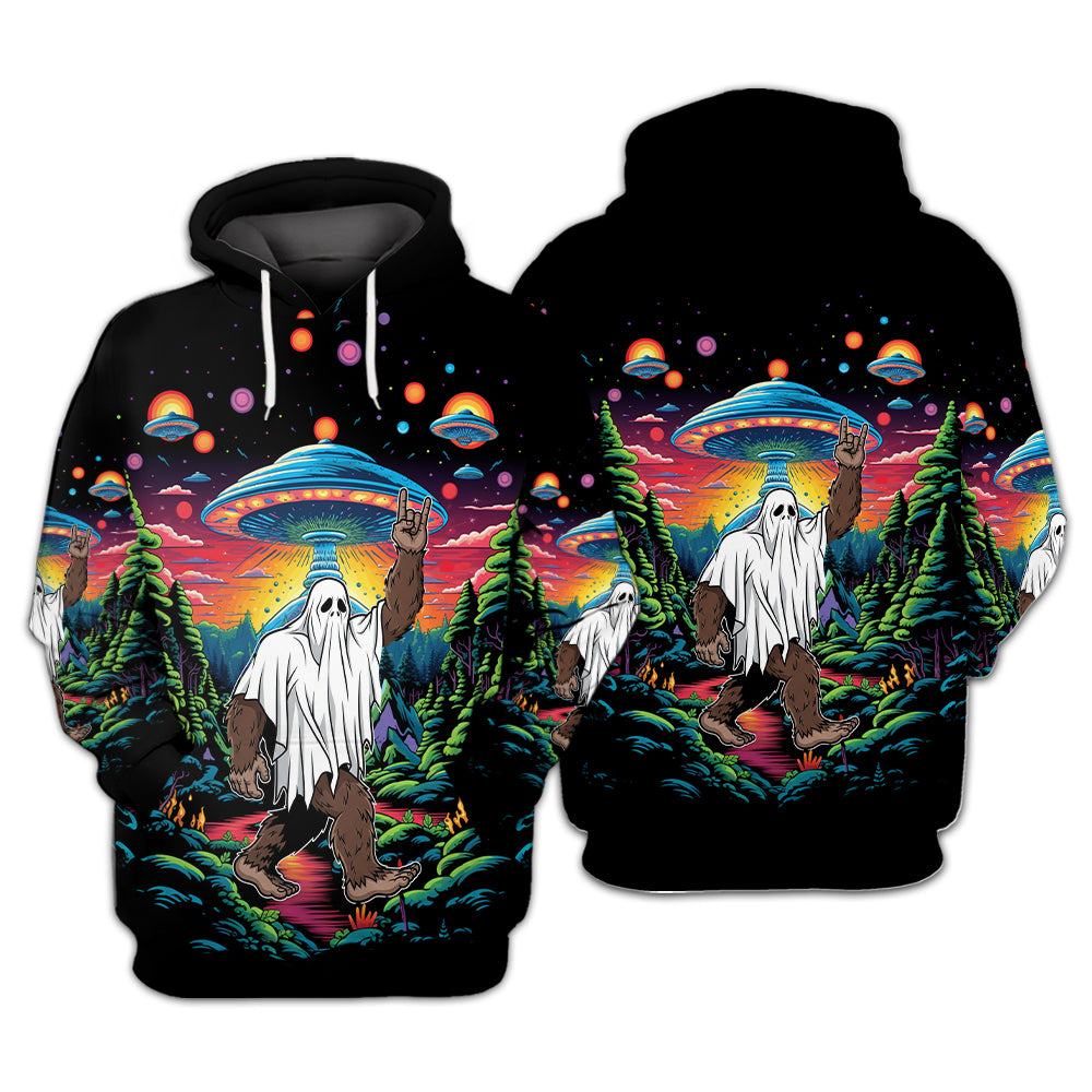 Bigfoot Boo Rock On All Over Print Shirt