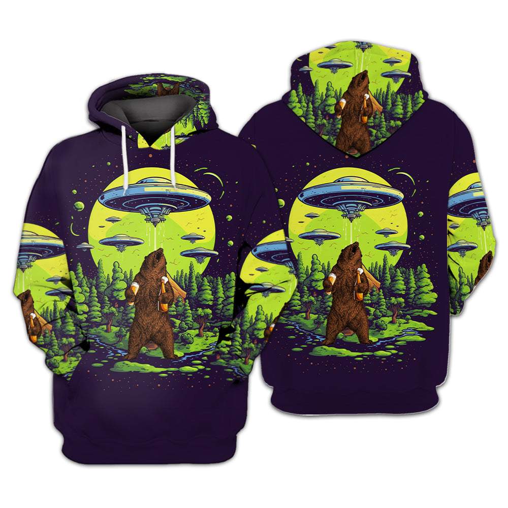 Funny Grizzly Bear Drinking All Over Print Shirt