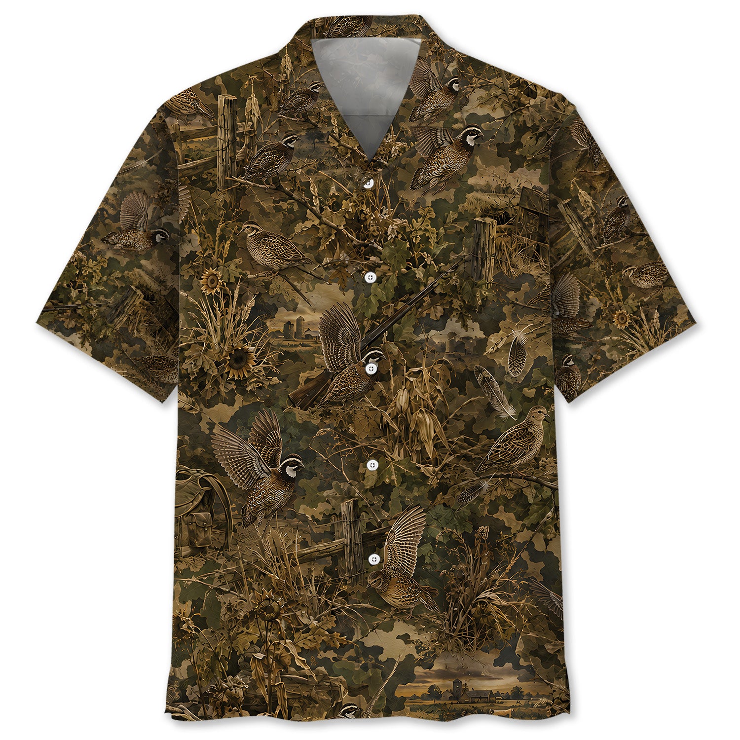 Vintage Quail Hunter Camo Hawaiian Shirt