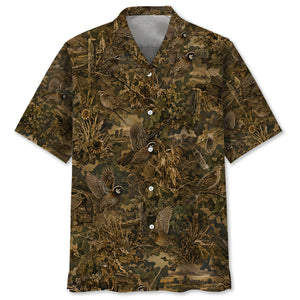 Vintage Quail Hunter Camo Hawaiian Shirt