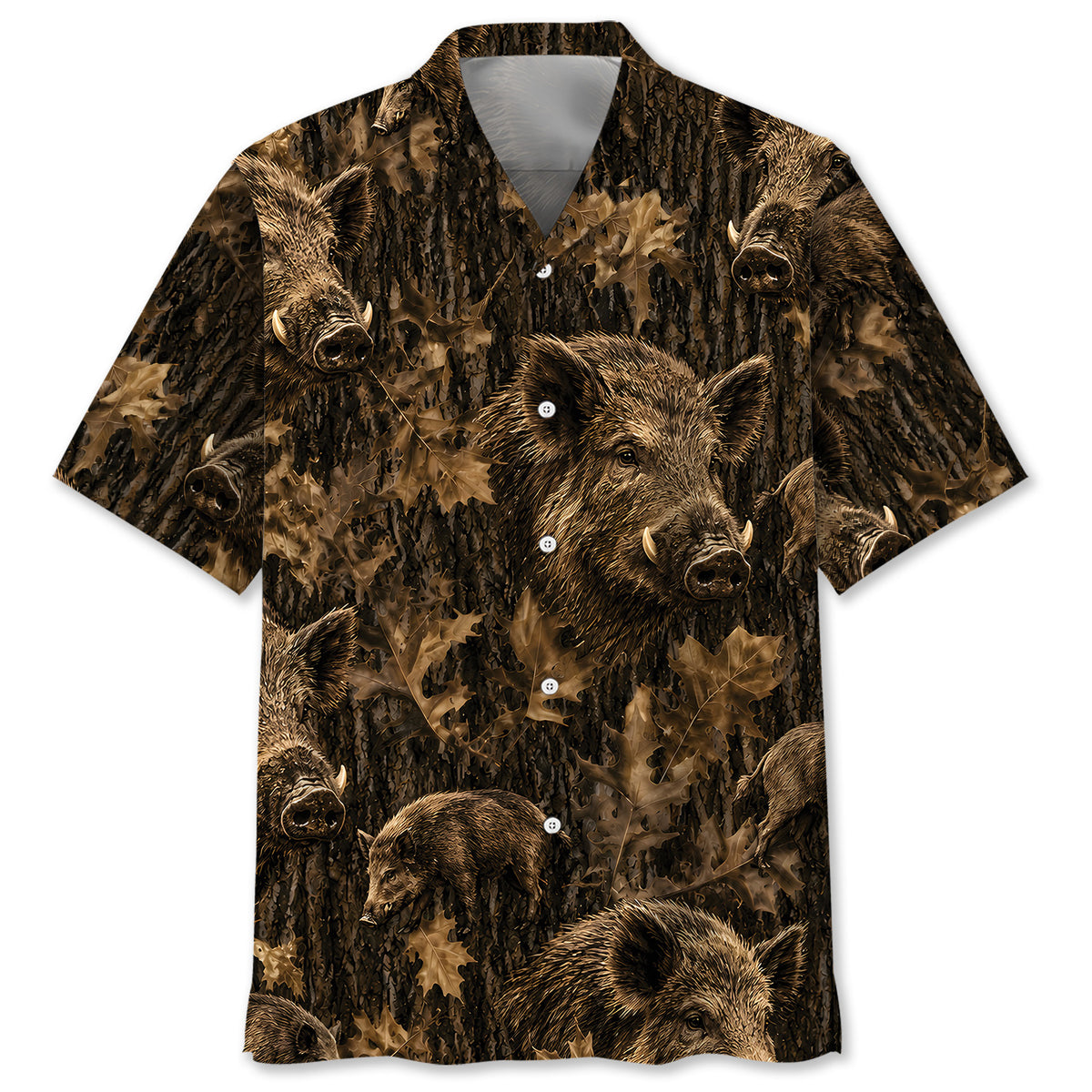 Vintage Hog Art Camo Hawaiian Shirt