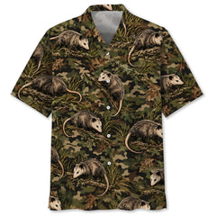 Woodland Opossum Camouflage Hawaiian Shirt
