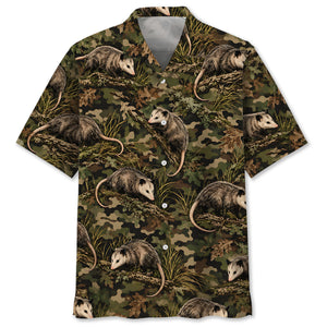 Woodland Opossum Camouflage Hawaiian Shirt