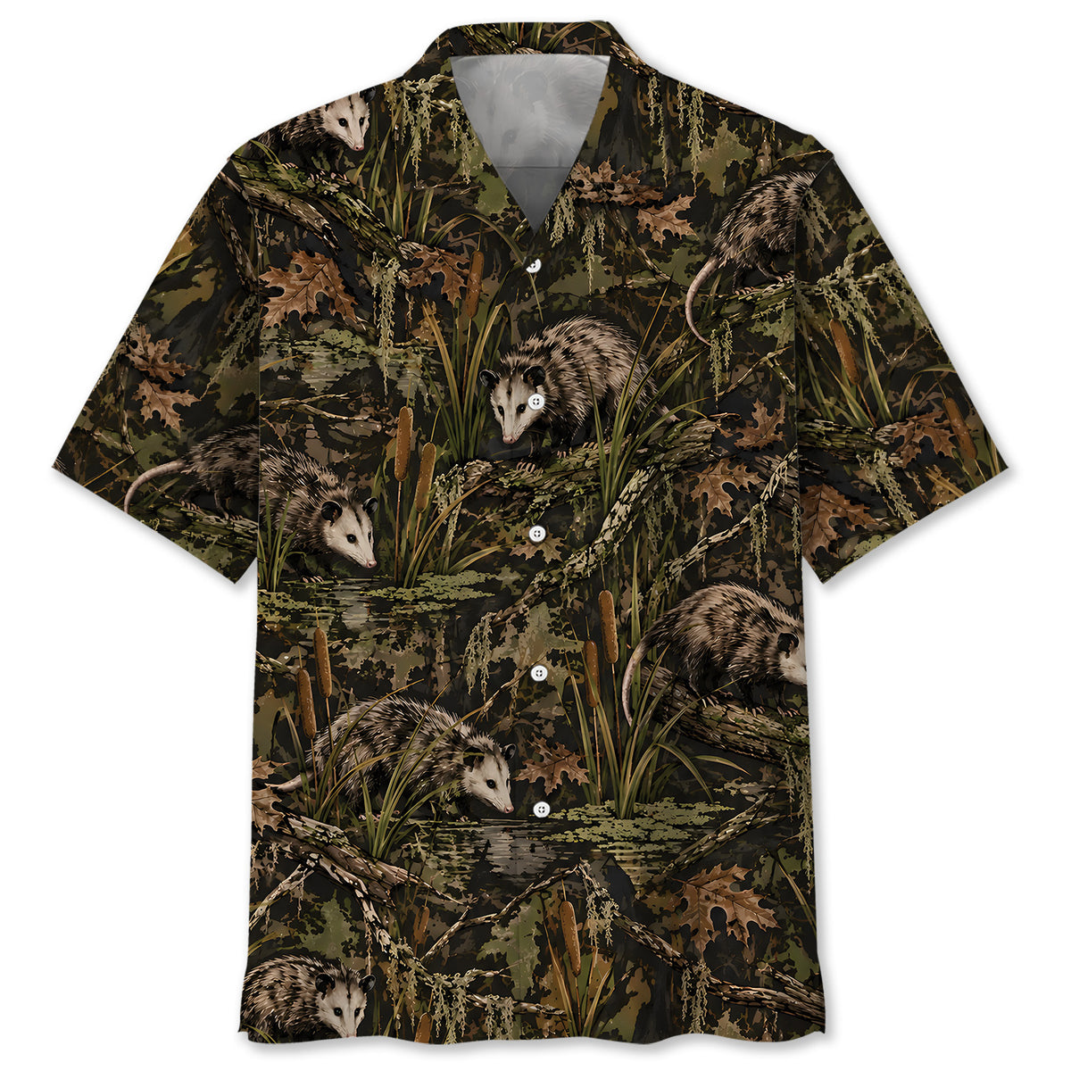 Opossum Swamp Camouflage Pattern Hawaiian Shirt