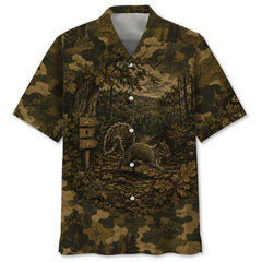 Squirrel Forest Camouflage Dark Hawaiian Shirt