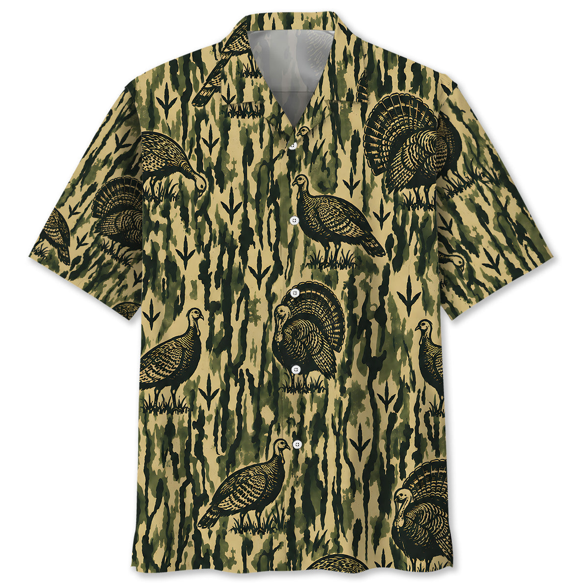 Wild Turkey Stripe Camouflage Hawaiian Shirt