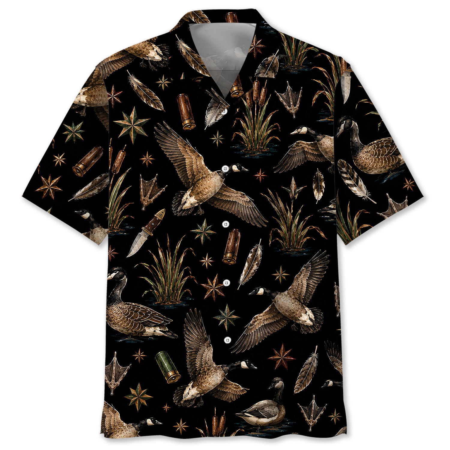 Goose Hunting Retro Black Hawaiian Shirt