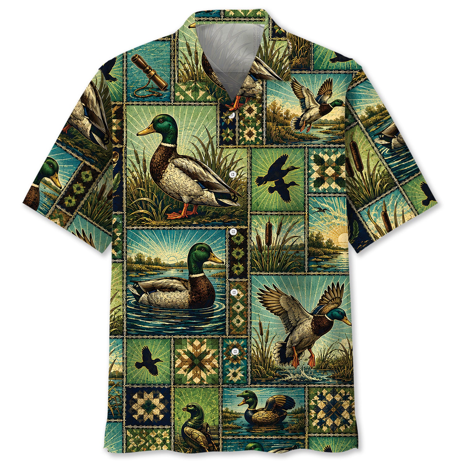 Duck Hunting Vintage Pattern Hawaiian Shirt