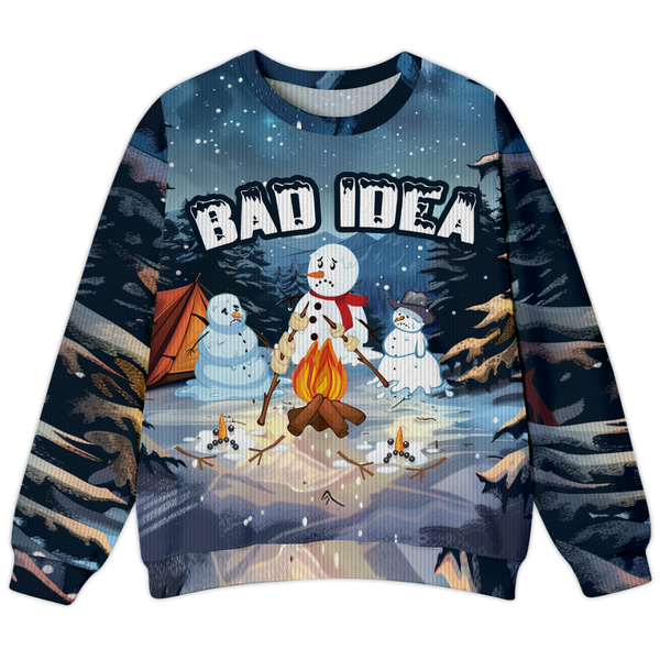 Camping Bad Idea Forest Ugly Sweater