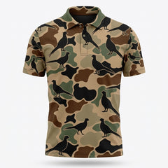 Pheasant Hunting Camouflage Pattern Men Polo Shirt