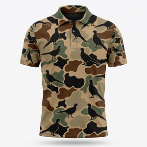 Pheasant Hunting Camouflage Pattern Men Polo Shirt
