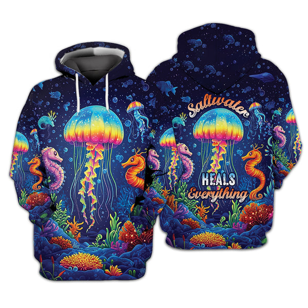 Saltwater Heals Everything Jellyfish All Over Print Shirt