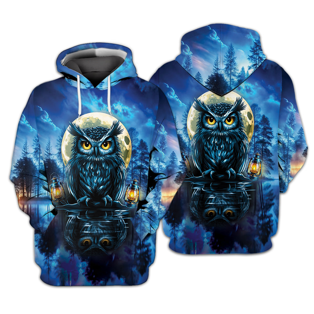 Owl In Dark Night Fantasy Art All Over Print Shirt