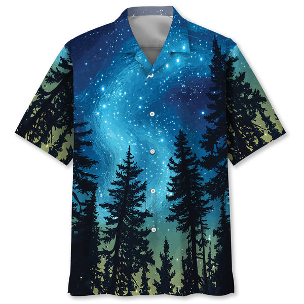 Starry Night Campfire Vintage Art  Hawaiian Shirt