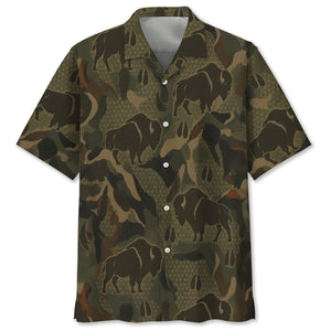 Bison Hunting Hawaiian Shirt