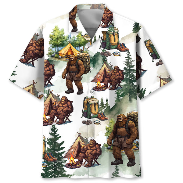 Camping Bigfoot Mountain Tree Hawaiian Shirt