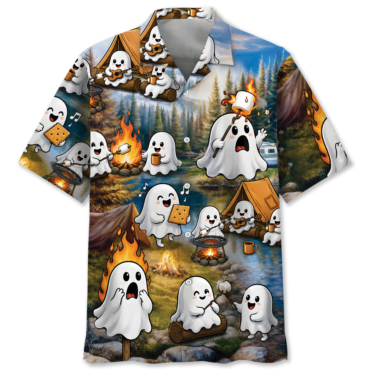 Vintage Ghost Camping Hawaiian Shirt