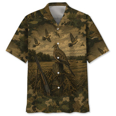 Dove Field Camouflage Dark Hawaiian Shirt