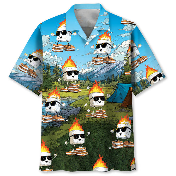 Cool Flaming S’mores Hawaiian Shirt