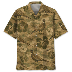 Pheasant Hibiscus Camouflage Hawaiian Shirt