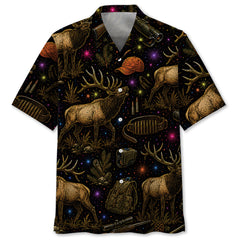 Retro Elk Hunting Colorful Hawaiian Shirt