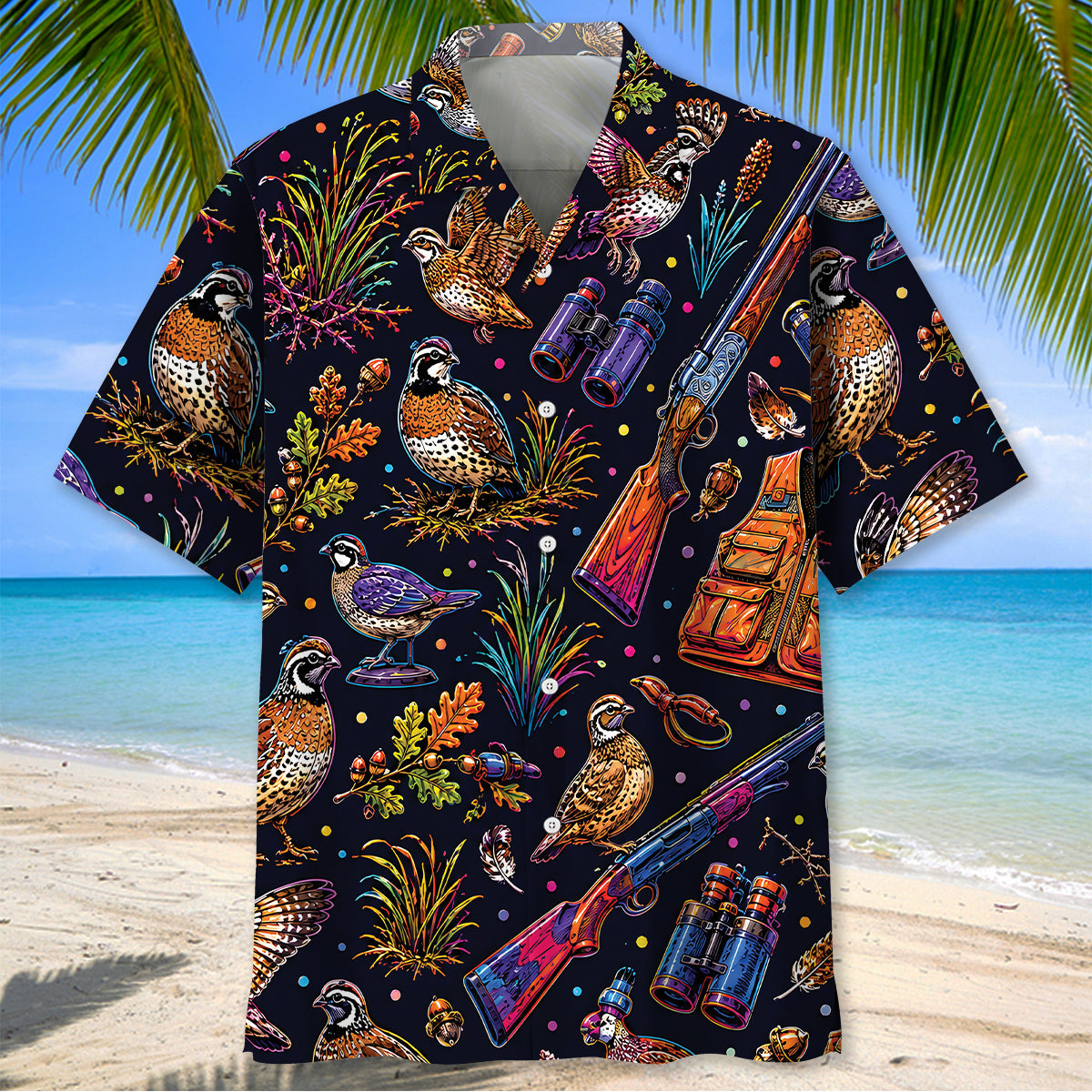 Quail Hunting Graphic Pattern Hawaiian Shirt