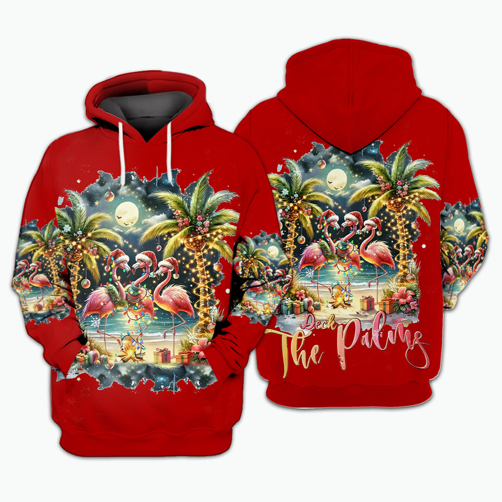 Christmas Deck The Palms Flamingo All Over Print Shirt
