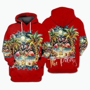 Christmas Deck The Palms Flamingo All Over Print Shirt