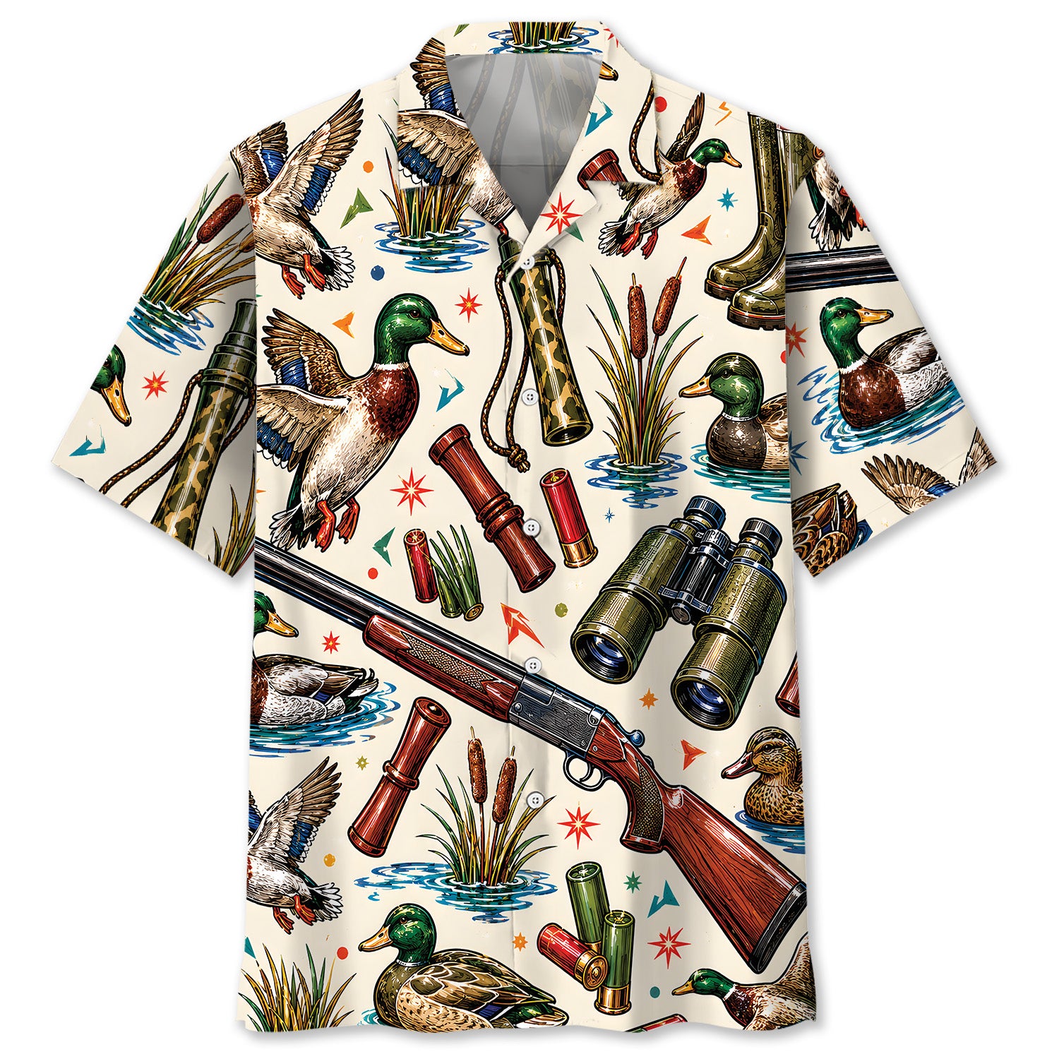 Mallard Duck Vintage Art Colorful Hawaiian Shirt