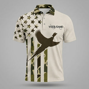 Custom Name Pheasant Hunting Camouflage Style Men Polo Shirt