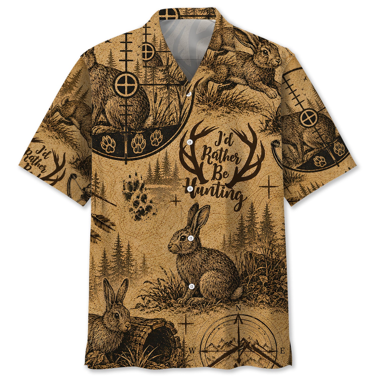 Rabbit I'd Rather be Hunting Hawaiian Shirt