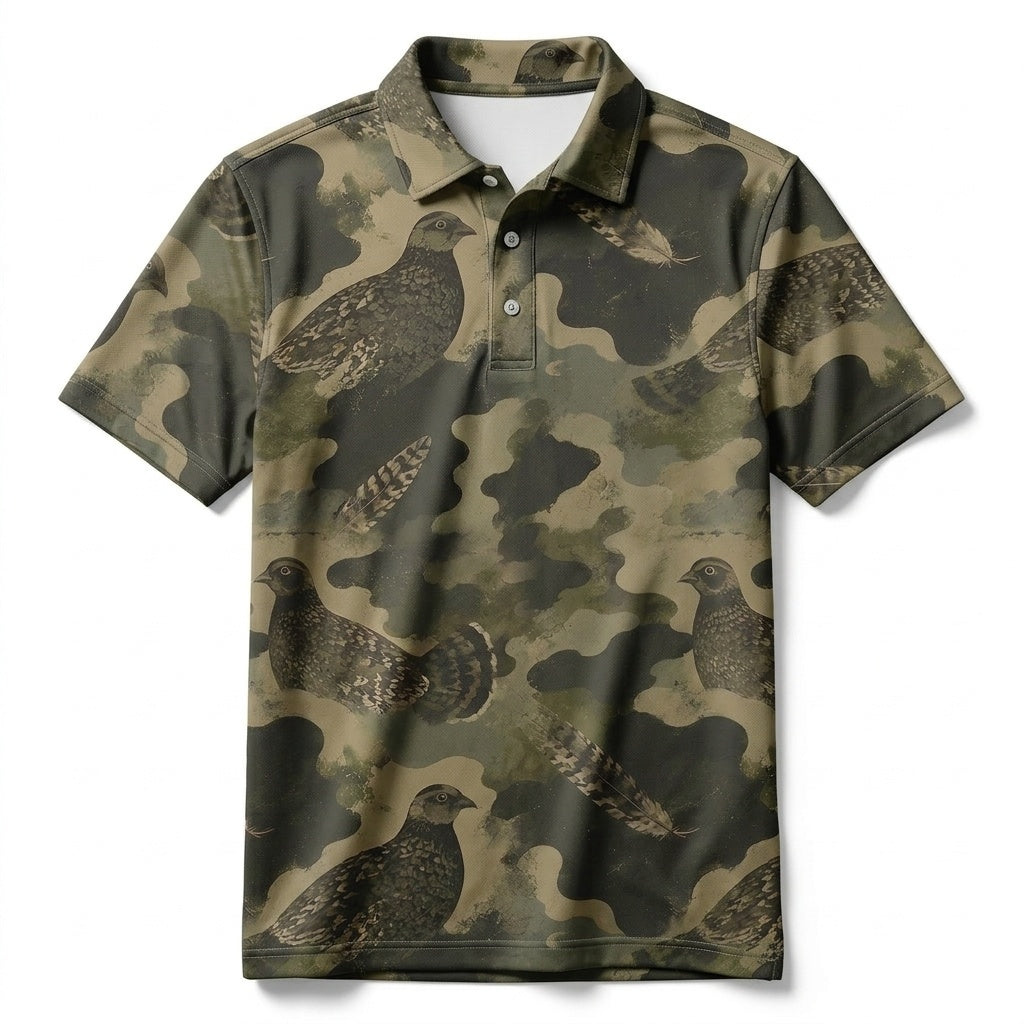 Grouse Camouflage Graphic Pattern Men Polo Shirt