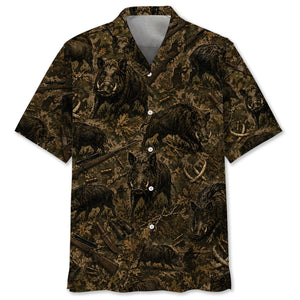 Vintage Hog Hunting Hawaiian Shirt