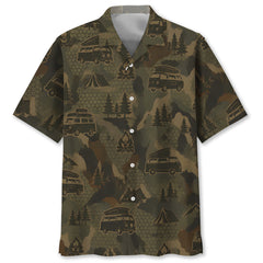 Camper Van Hippie Car Camping Camouflage Hawaiian Shirt