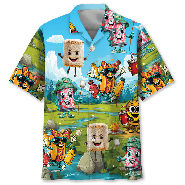 Funny Food Camping Hawaiian Shirt