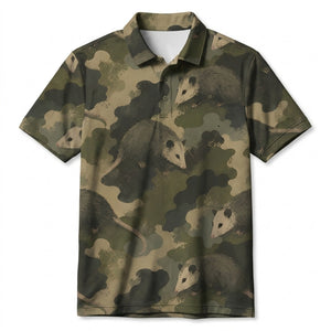 Opossum Camouflage Graphic Pattern Men Polo Shirt