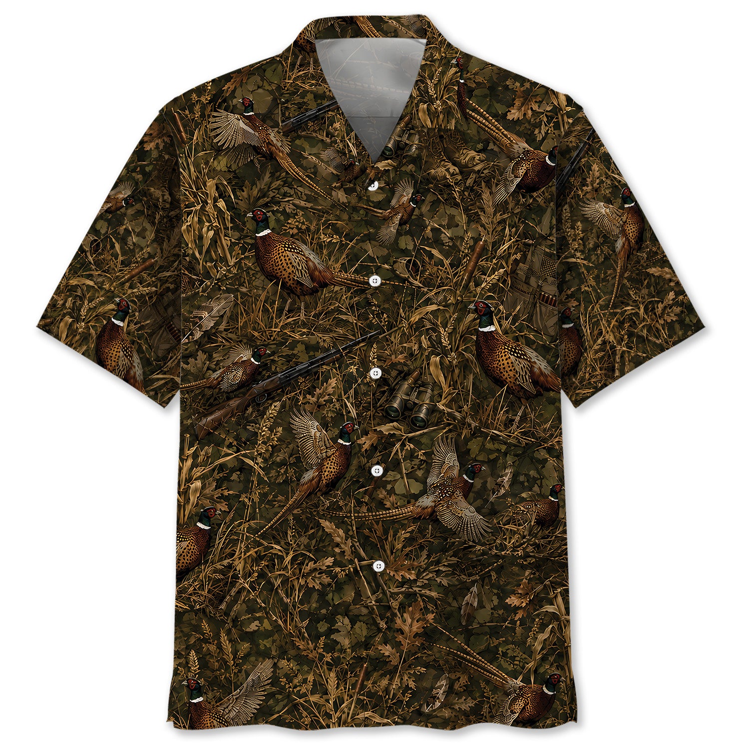 Pheasant Hunting Camo Hawaiian Shirt