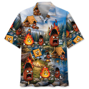 Burnt Weiner Funny Camping Hawaiian Shirt