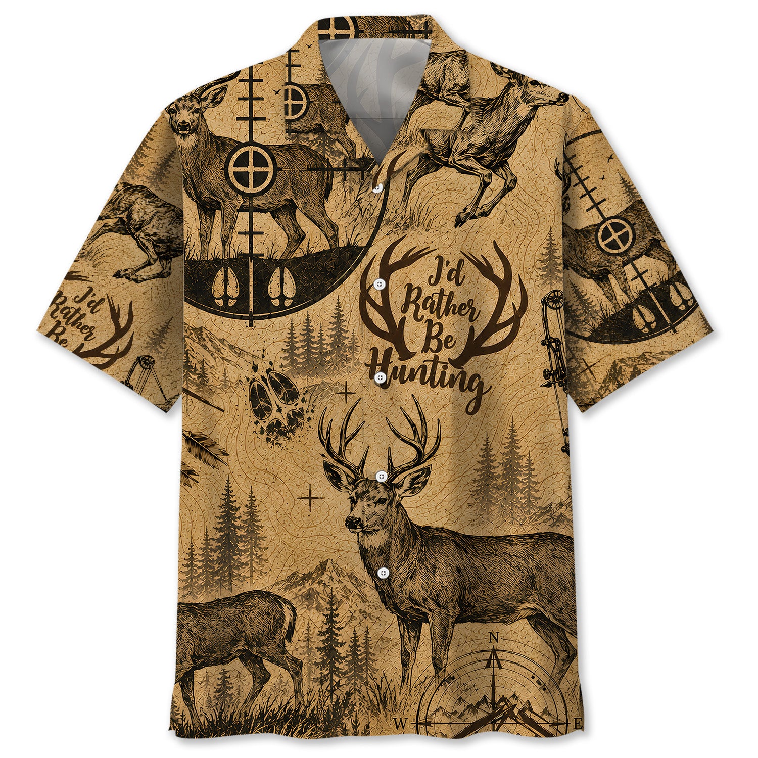 Mule Deer I'd Rather be Hunting Hawaiian Shirt